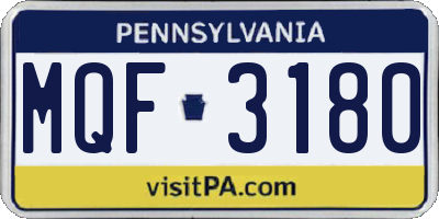 PA license plate MQF3180