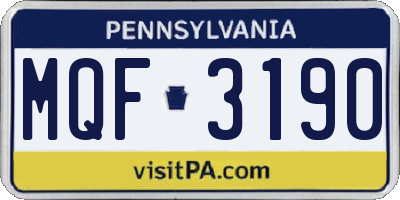 PA license plate MQF3190