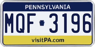 PA license plate MQF3196