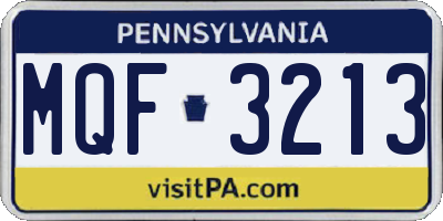 PA license plate MQF3213