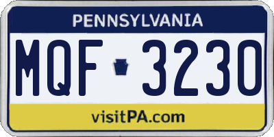 PA license plate MQF3230