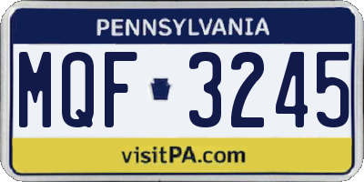 PA license plate MQF3245
