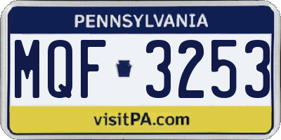 PA license plate MQF3253