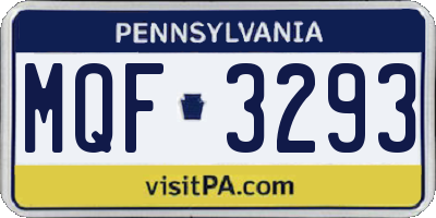 PA license plate MQF3293