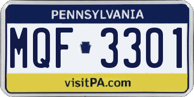 PA license plate MQF3301