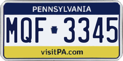 PA license plate MQF3345
