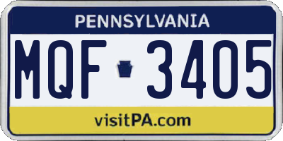 PA license plate MQF3405