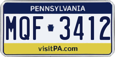 PA license plate MQF3412