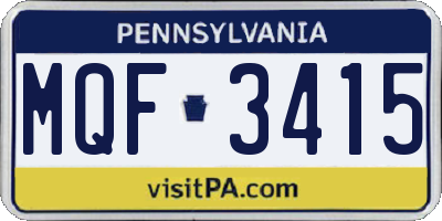 PA license plate MQF3415