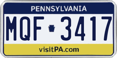 PA license plate MQF3417