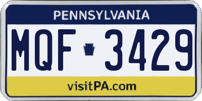PA license plate MQF3429