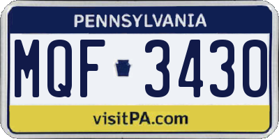 PA license plate MQF3430