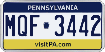 PA license plate MQF3442