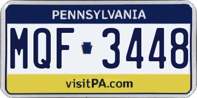 PA license plate MQF3448