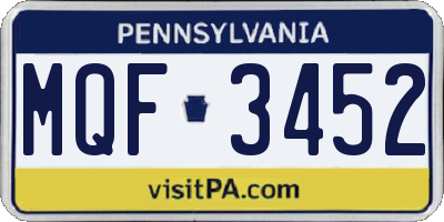 PA license plate MQF3452