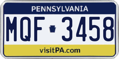 PA license plate MQF3458