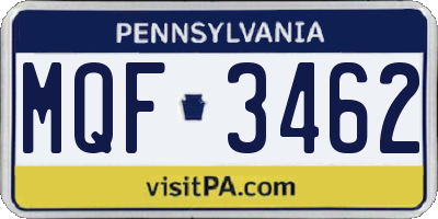 PA license plate MQF3462