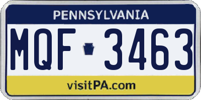 PA license plate MQF3463