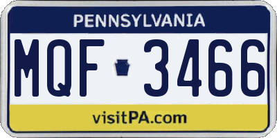 PA license plate MQF3466