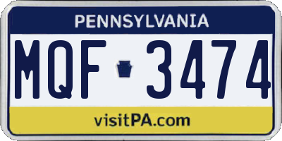 PA license plate MQF3474