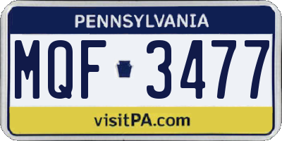 PA license plate MQF3477
