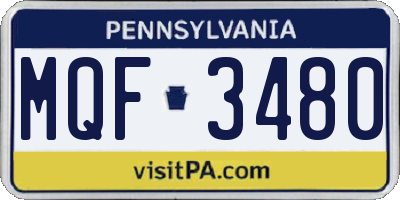 PA license plate MQF3480