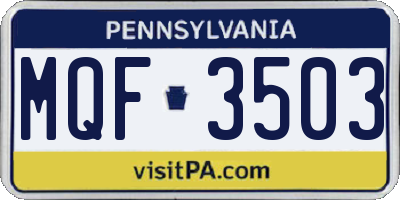 PA license plate MQF3503