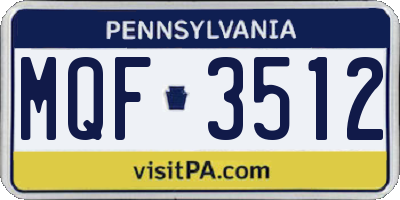 PA license plate MQF3512