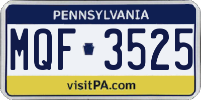 PA license plate MQF3525