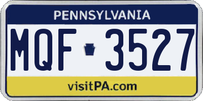 PA license plate MQF3527