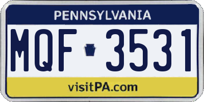 PA license plate MQF3531