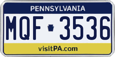 PA license plate MQF3536