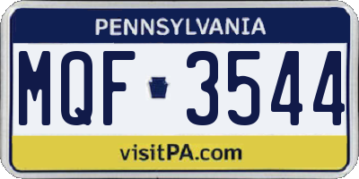 PA license plate MQF3544