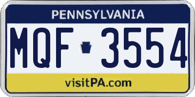 PA license plate MQF3554