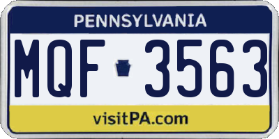 PA license plate MQF3563