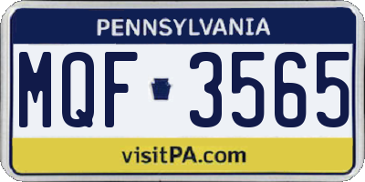PA license plate MQF3565