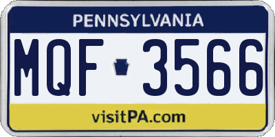 PA license plate MQF3566