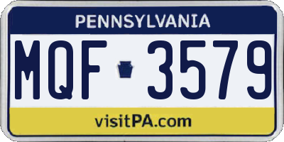 PA license plate MQF3579