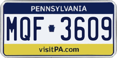 PA license plate MQF3609