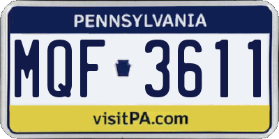 PA license plate MQF3611