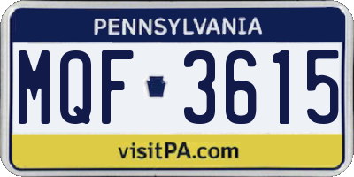 PA license plate MQF3615