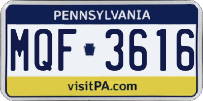 PA license plate MQF3616