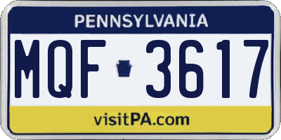 PA license plate MQF3617