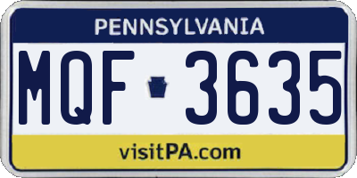 PA license plate MQF3635