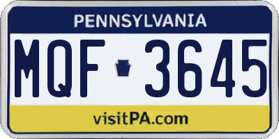 PA license plate MQF3645