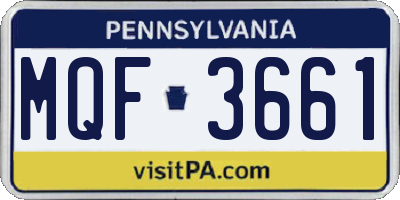 PA license plate MQF3661