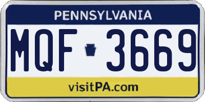 PA license plate MQF3669