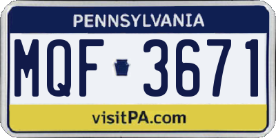 PA license plate MQF3671