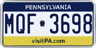 PA license plate MQF3698