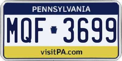PA license plate MQF3699